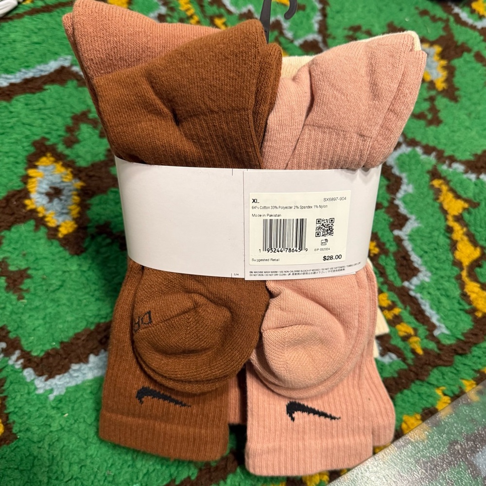 NWT 6-Pack Nike Dri-Fit Everyday Plus Crew Socks Size XL 12-15 - Picture 2 of 5